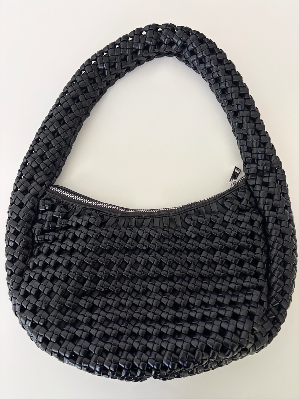 Sincerely Jules Black Woven Shoulder Hobo Bag